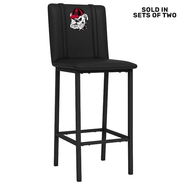 Dreamseat Bar Stool 500 with Georgia Pinstripe Bulldog Head Logo, 2PK - XZ500BSDBLK-PSCOL13191A