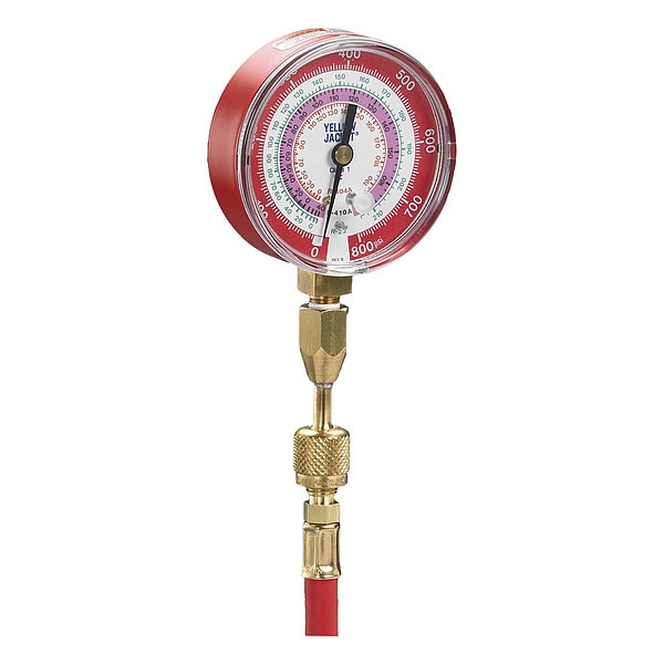 Yellow Jacket Test Gauge, 3 1/8 in Dia, Red, 800 psi - 40344