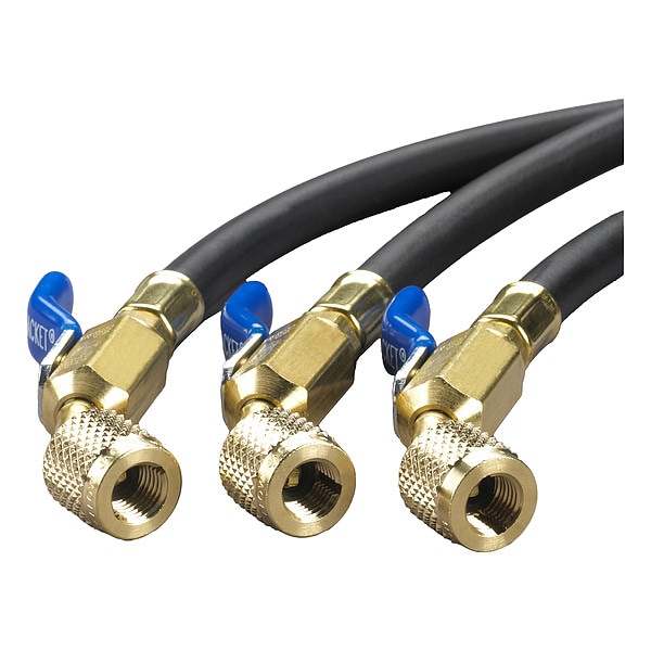 Yellow Jacket Hose, 5 ft L, Black, 800 psi, 3 Hoses - 29805