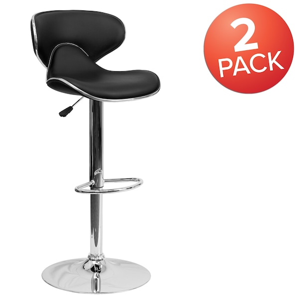 Flash Furniture Black Vinyl Barstool, PK2 - 2-DS-815-BK-GG