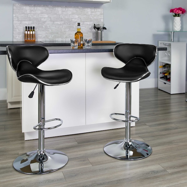 Flash Furniture Black Vinyl Barstool, PK2 - 2-DS-815-BK-GG