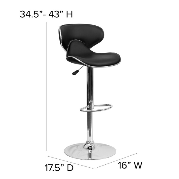 Flash Furniture Black Vinyl Barstool, PK2 - 2-DS-815-BK-GG