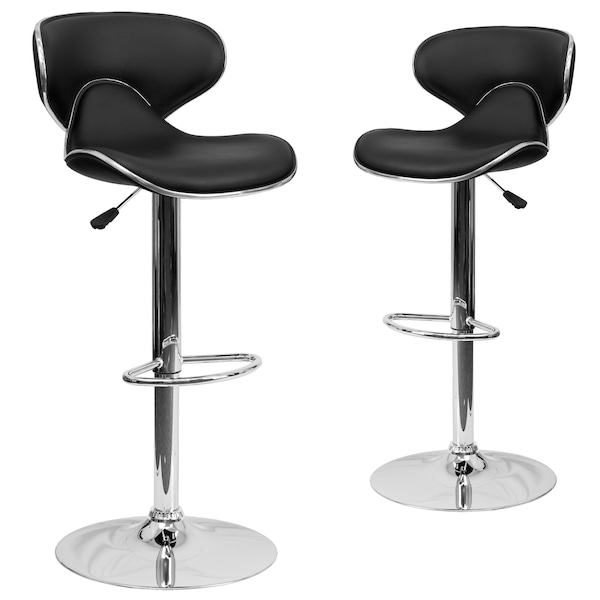Flash Furniture Black Vinyl Barstool, PK2 - 2-DS-815-BK-GG