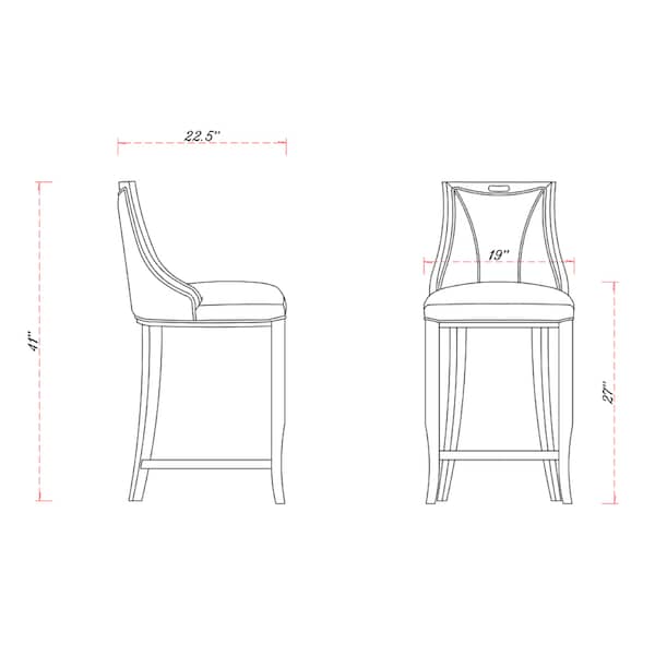 Manhattan Comfort Emperor Bar Stool in Pearl White and Walnut - BS008-PW