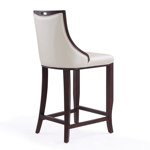 Manhattan Comfort Emperor Bar Stool in Pearl White and Walnut - BS008-PW