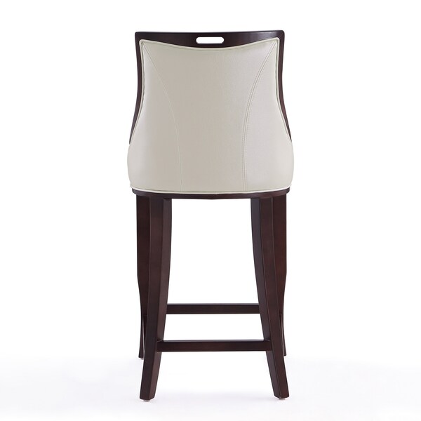 Manhattan Comfort Emperor Bar Stool in Pearl White and Walnut - BS008-PW
