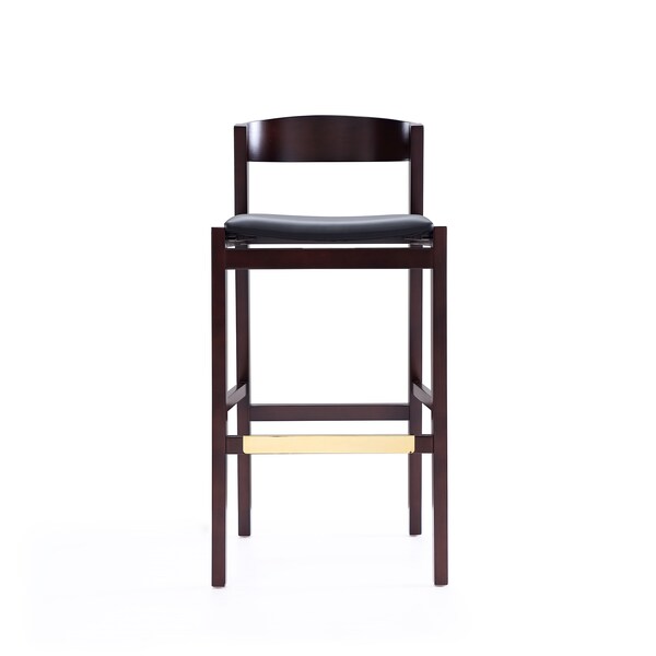 Manhattan Comfort Klismos Barstool in Black and Dark Walnut (Set of 2) - 2-BS014-BK