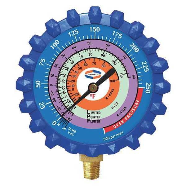 Uniweld Refrigerant Gauge, 3-1/4" L, 500 psi, Brass - G530LD