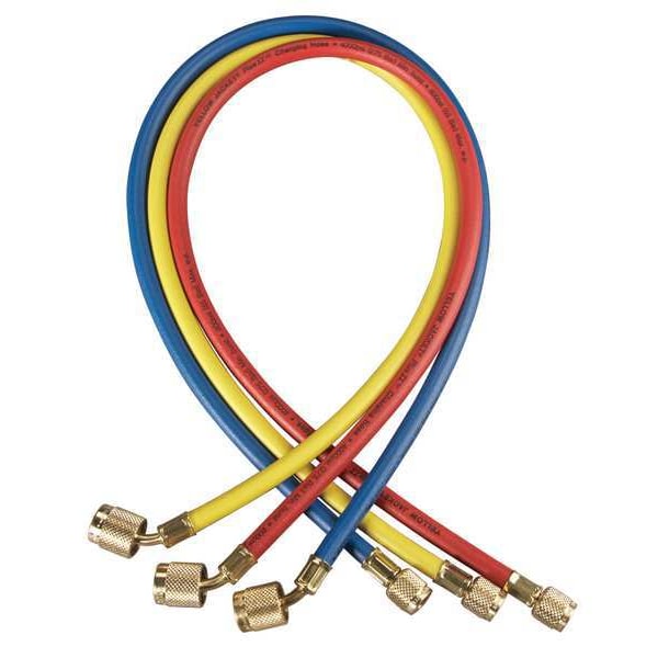Yellow Jacket Manifold Hose Set, 72 In, Red, Yellow, Blue - 22986