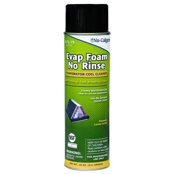Nu-Calgon Evaporator Coil Cleaner, Aerosol, Evap Foam, No Rinse, 18 oz, Milky, Lemon Scented - 4171-75