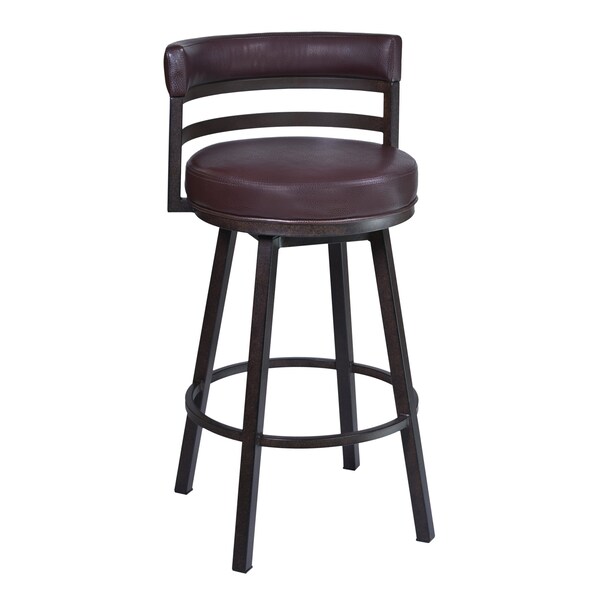 Armen Living Titana 30" Barstool in Auburn Bay finish with Brown Pu upholstery - 721535746859