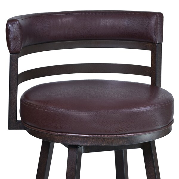 Armen Living Titana 30" Barstool in Auburn Bay finish with Brown Pu upholstery - 721535746859