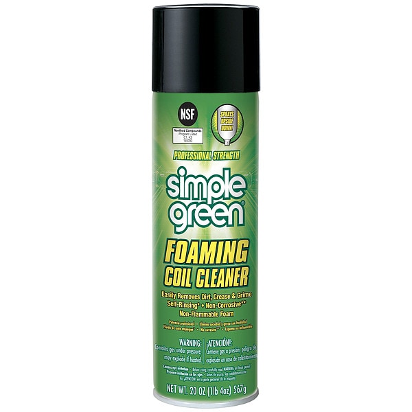 Simple Green Foaming Coil Cleaner, 20 oz  Aerosol Can, White - 0110001213418