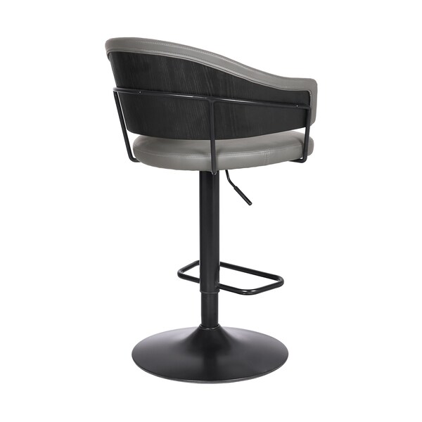 Armen Living Brody Adjustable Height Swivel Gray Faux Leather and Black Wood and Metal Base Bar Stool - LCBOBABLGR