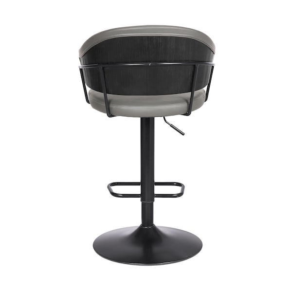 Armen Living Brody Adjustable Height Swivel Gray Faux Leather and Black Wood and Metal Base Bar Stool - LCBOBABLGR