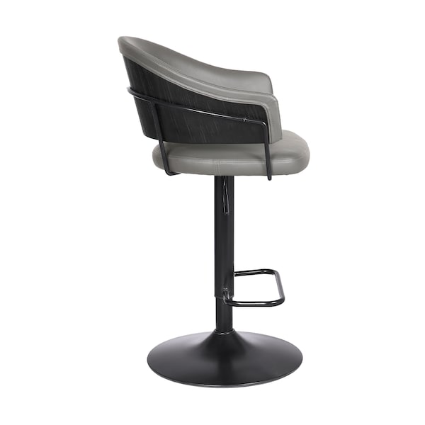 Armen Living Brody Adjustable Height Swivel Gray Faux Leather and Black Wood and Metal Base Bar Stool - LCBOBABLGR