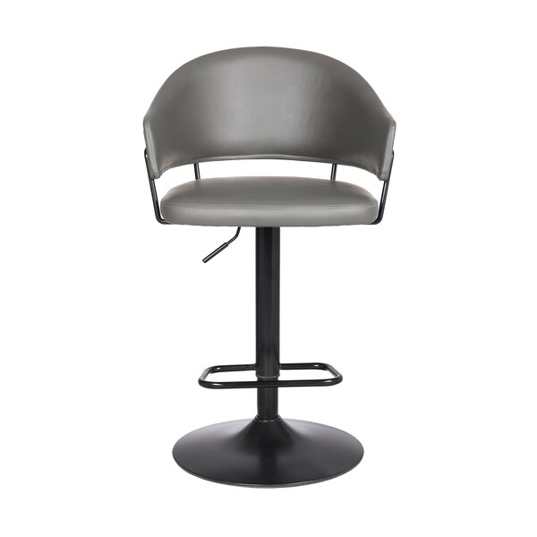 Armen Living Brody Adjustable Height Swivel Gray Faux Leather and Black Wood and Metal Base Bar Stool - LCBOBABLGR