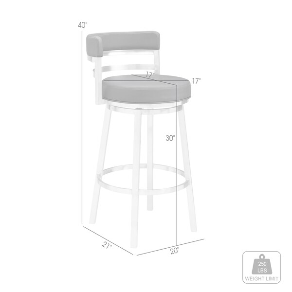 Armen Living Titana 30" Bar Height Swivel Black Faux Leather and Brushed Stainless Steel Bar Stool - 840254335103