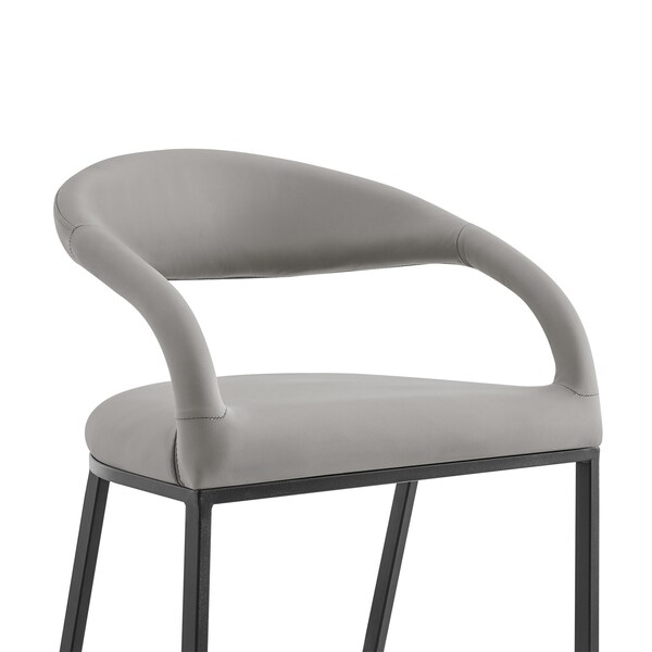 Armen Living Ramona 30in Bar Stool with Matte Black Iron and Light Gray Leather - LCRABABLKPGRY30