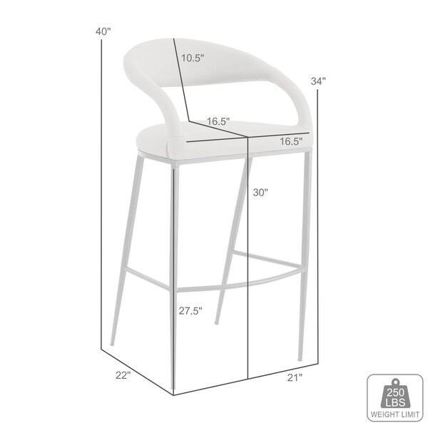 Armen Living Ramona 30in Bar Stool with Matte Black Iron and Light Gray Leather - LCRABABLKPGRY30
