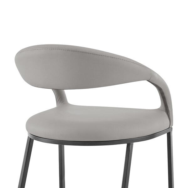 Armen Living Ramona 30in Bar Stool with Matte Black Iron and Light Gray Leather - LCRABABLKPGRY30