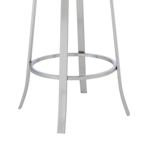 Armen Living Cherie Contemporary 30" Bar Height Barstool in Brushed Stainless Steel Finish and Gray Faux Leather - LCCHBABSGR30