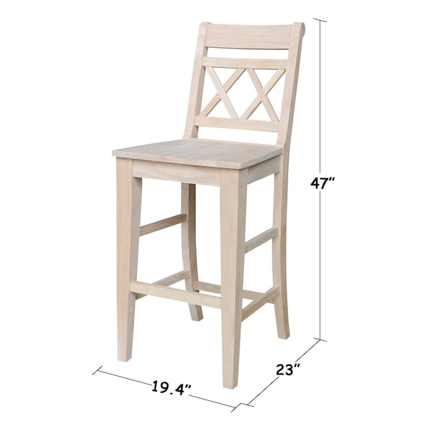 International Concepts Canyon BarHeight XX Stool, 30" Seat Height, Ready to Finish - S-473
