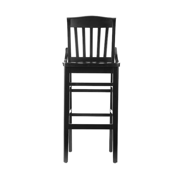 Flash Furniture HERCULES School House Back Black Wood Restaurant Barstool - XU-DG-W0006B-BLK-GG