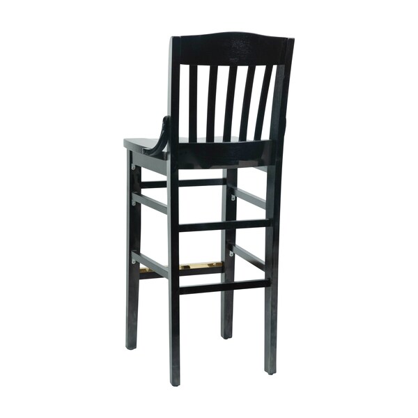 Flash Furniture HERCULES School House Back Black Wood Restaurant Barstool - XU-DG-W0006B-BLK-GG