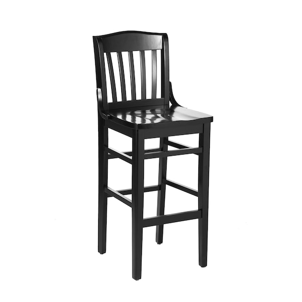 Flash Furniture HERCULES School House Back Black Wood Restaurant Barstool - XU-DG-W0006B-BLK-GG