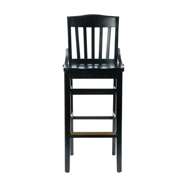 Flash Furniture HERCULES School House Back Black Wood Restaurant Barstool - XU-DG-W0006B-BLK-GG