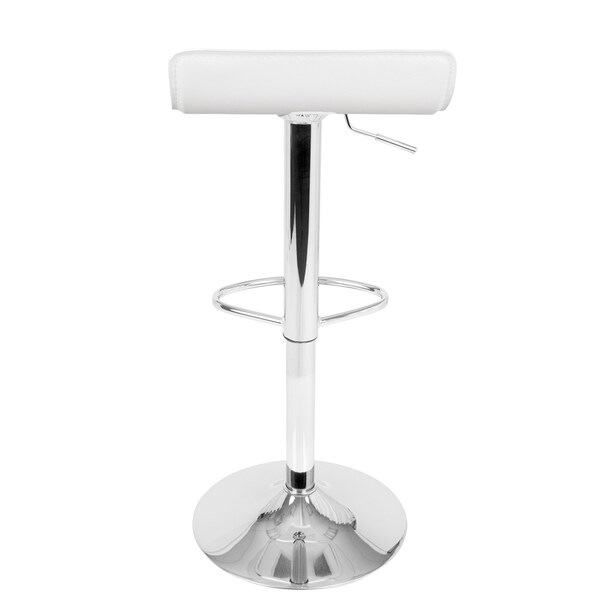 Lumisource Ale Adjustable Swivel Barstool in White PU Leather, PK 2 - BS-ALE W2