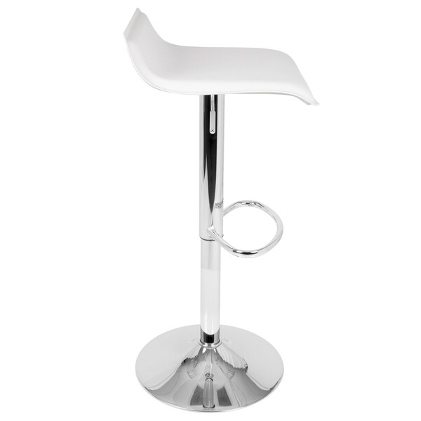 Lumisource Ale Adjustable Swivel Barstool in White PU Leather, PK 2 - BS-ALE W2