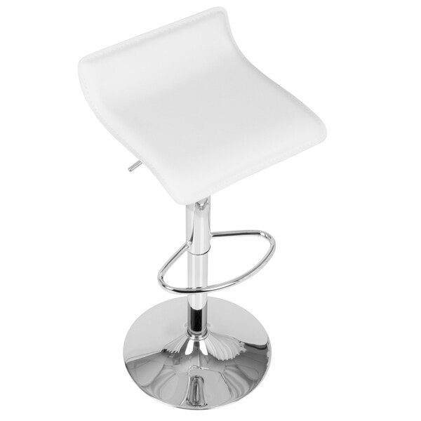 Lumisource Ale Adjustable Swivel Barstool in White PU Leather, PK 2 - BS-ALE W2