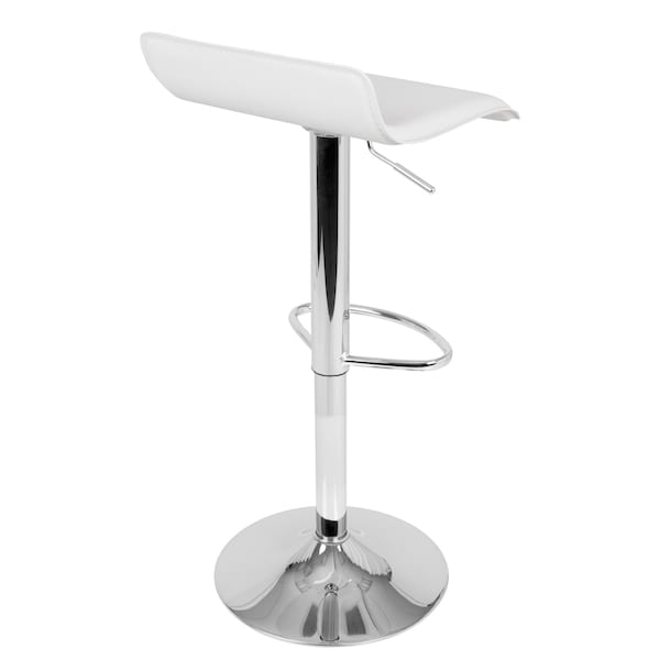 Lumisource Ale Adjustable Swivel Barstool in White PU Leather, PK 2 - BS-ALE W2