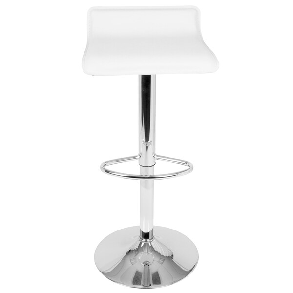Lumisource Ale Adjustable Swivel Barstool in White PU Leather, PK 2 - BS-ALE W2