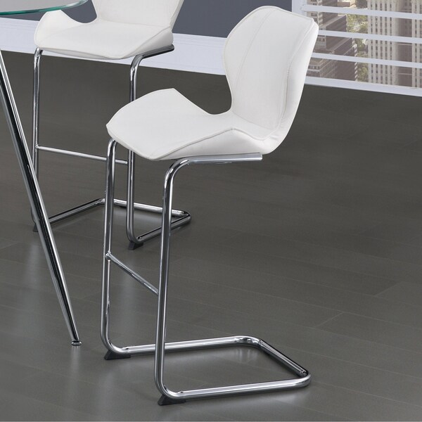 Global Furniture Usa Contemporary PU D1446 3 White Bar Stools - 2943