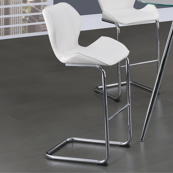 Global Furniture Usa Contemporary PU D1446 3 White Bar Stools - 2943
