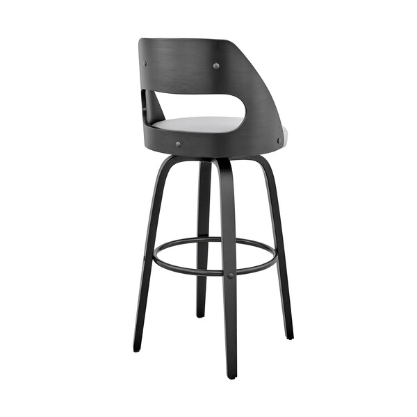 Armen Living Julius 26" Gray Faux Leather and Black Wood Bar Stool - LCJUBABLGR26