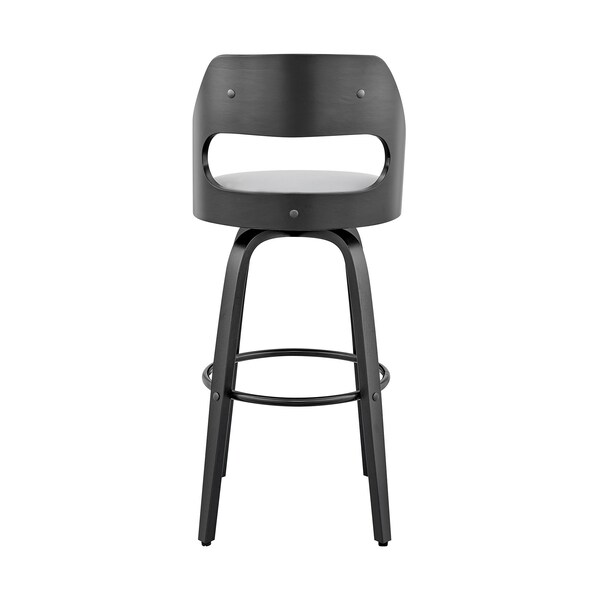Armen Living Julius 26" Gray Faux Leather and Black Wood Bar Stool - LCJUBABLGR26