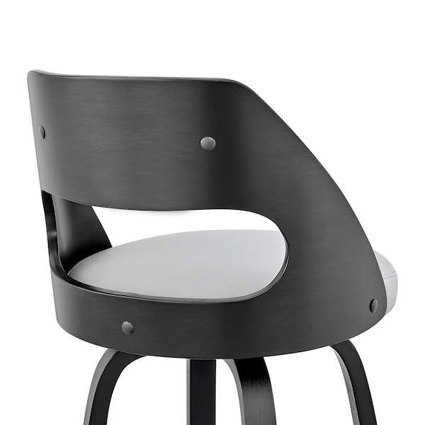 Armen Living Julius 26" Gray Faux Leather and Black Wood Bar Stool - LCJUBABLGR26
