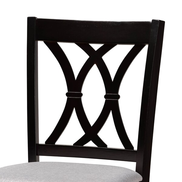 Baxton Studio Calista Grey Upholstered and Espresso Wood 2-Piece Bar Stool Set - 167-10854