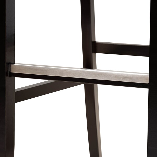 Baxton Studio Calista Grey Upholstered and Espresso Wood 2-Piece Bar Stool Set - 167-10854