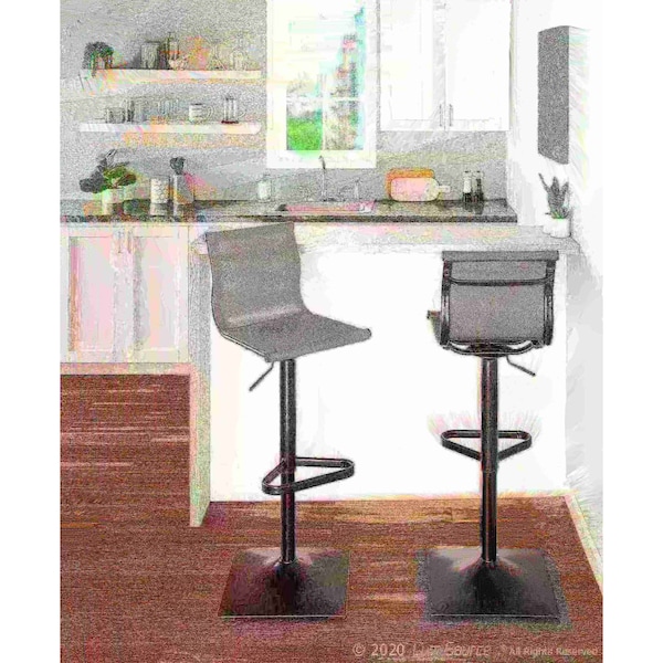 Lumisource Mirage Barstool in Black Metal and Silver Mesh Fabric - BS-MIRAGE BKSV
