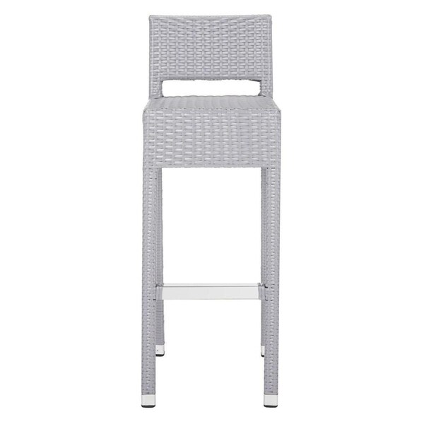 Safavieh 38 x 13 x 18 in. Landry Indoor-Outdoor Stacking Bar Stool, Grey - FOX5212D