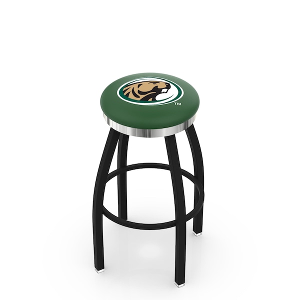 Holland Bar Stool Co 25" Blk Wrinkle Bemidji State Swivel Bar Stool, Chrome Ring - L8B2C25BMIJST