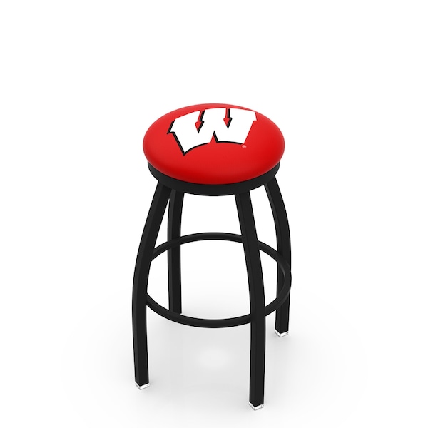 Holland Bar Stool Co 30" Blk Wrinkle Wisconsin "W" Swivel Bar Stool, Accent Ring - L8B2B30WISC-W