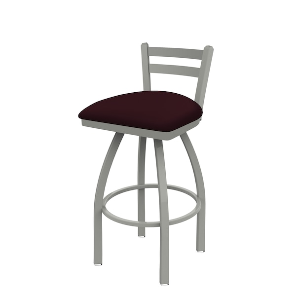Holland Bar Stool Co 30" Low Back Swivel Bar Stool, Nickel Finish, Canter Bordeaux Seat - 41130AN005