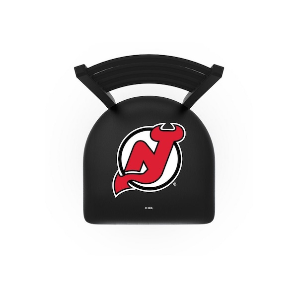 Holland Bar Stool Co 30" Blk Wrinkle New Jersey Devils Stationary Bar Stool, Ladder Back - L00430NJDEVL
