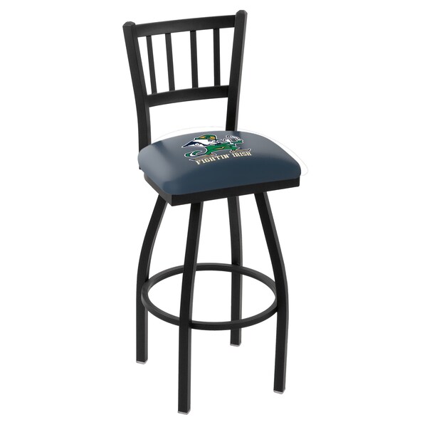 Holland Bar Stool Co 25" Blk Wrinkle Notre Dame Leprechaun Swivel Bar Stool, Jailhouse Back - L01825ND-LEP